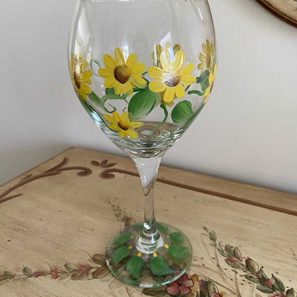 Trio of Hand-Painted Wine Glasses - Picture 2 of 5